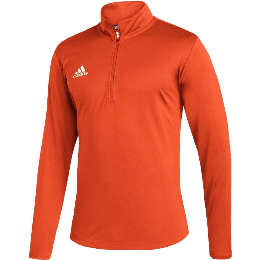 Adidas Womens Under The Lights Performance Long Sleeve Knit Orange 1/4 Zip Shirt